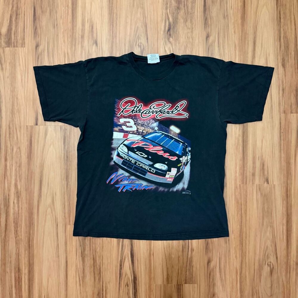 Vintage Dale Earnhardt Shirt Mens XL Black NASCAR Racing Night Train 90s Tee